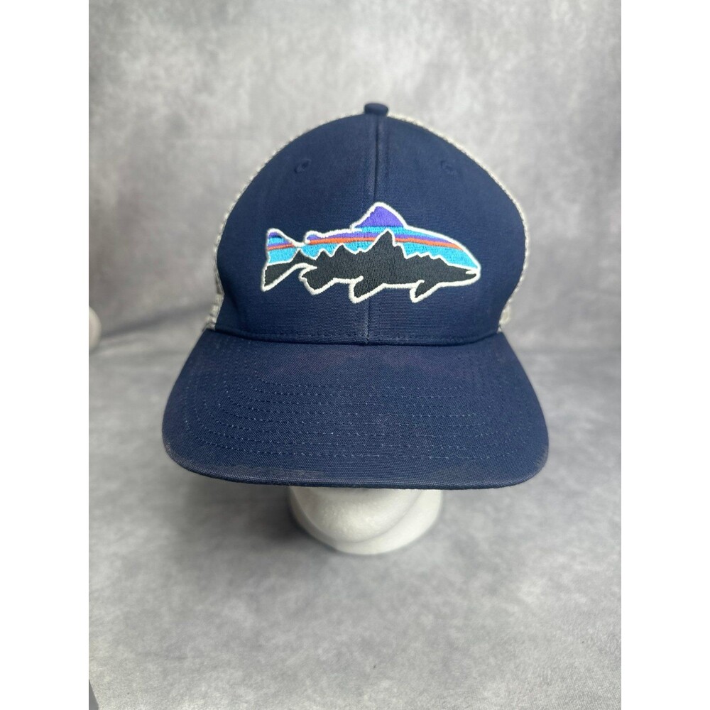Patagonia fitz roy trout trucker hat blue gray osfm